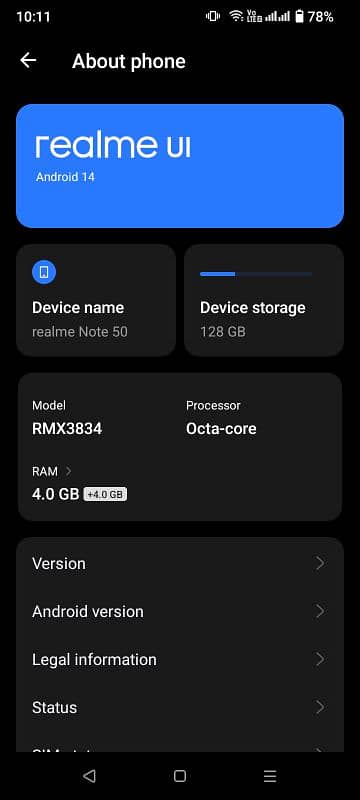 Realme note 50 4+4/128 midnight black 3 months use zero scratch 11