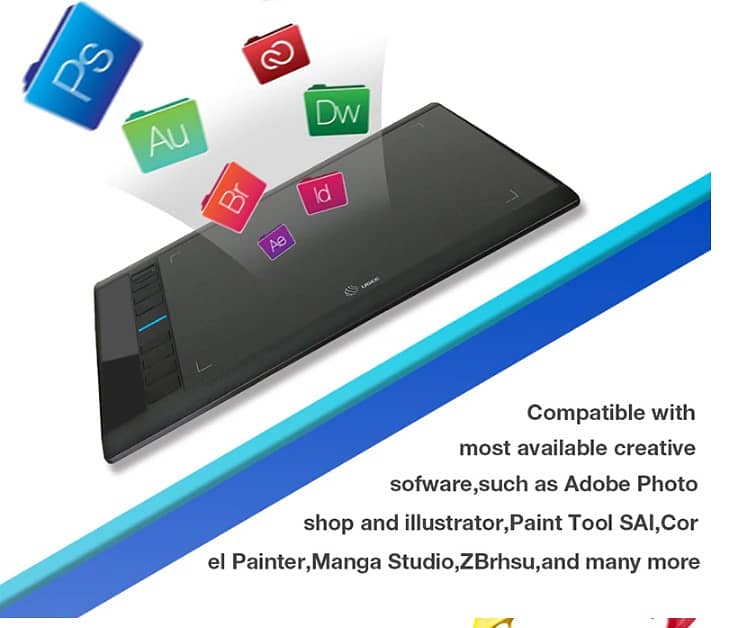 Ugee M708 Upgraded Graphics Drawing Tablet Board with Battery-free Pas 7