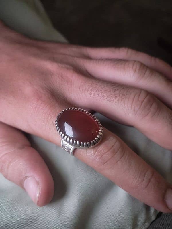 Natural Yemeni Aqeeq Stone Ring 2