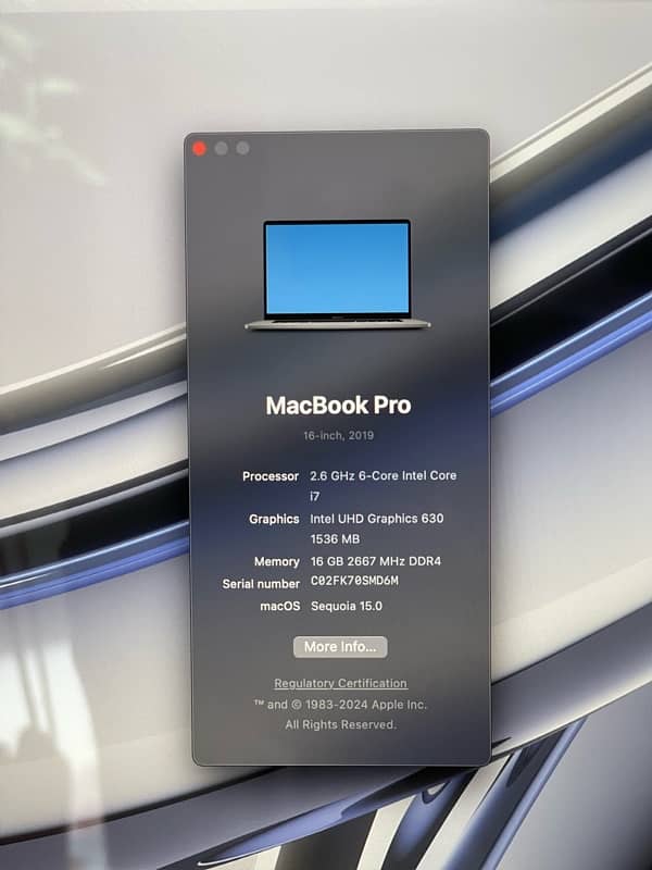 Macbook Pro 2019 (16 inch) I7 16/512/4GB card 5