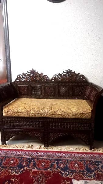 4 seater pure chinioti wood sofa set (kaali taali) 7