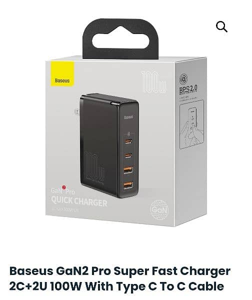 Baseus GaN2 Pro Super Fast Charger 2C+2U 100W With Type C To C Cable 1