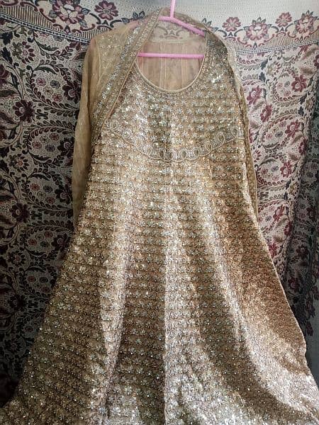 Long Golden Maxi with inner trouser handmade embroidery organza 3