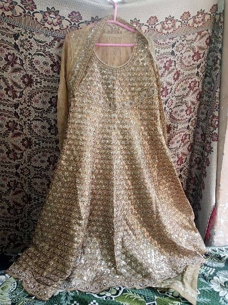 Long Golden Maxi with inner trouser handmade embroidery organza 5