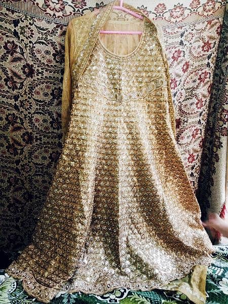 Long Golden Maxi with inner trouser handmade embroidery organza 7