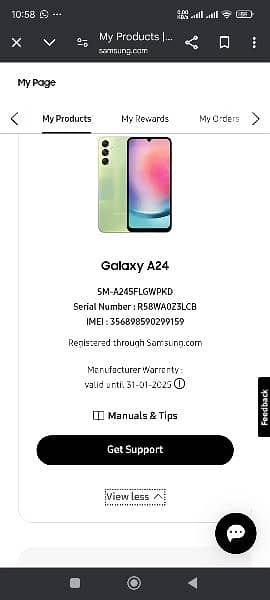 galaxy A24 in warranty 8/128 8