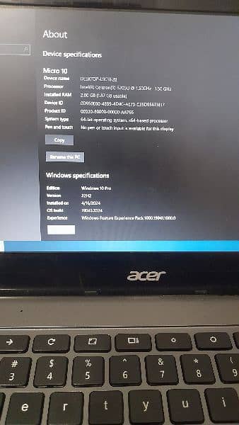 Acer Laptop Windows 10 Installed 128 GB SSD Hard 17k Price 4