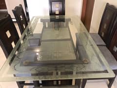 6 Seater Glass top dinning table for sale