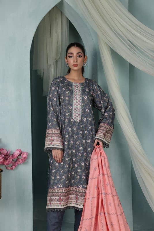 Bin Naemm Printed Three Piece Cross Khaddar 5