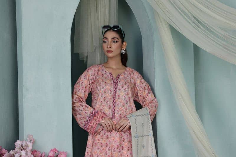 Bin Naemm Printed Three Piece Cross Khaddar 8