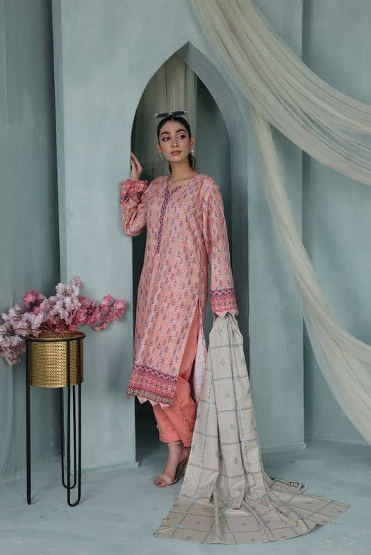 Bin Naemm Printed Three Piece Cross Khaddar 10