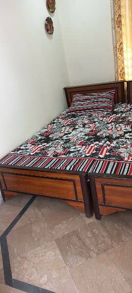 2 Single Beds with Mattress & Side Tables 4