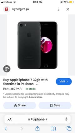 iphone 7   128GB    (PTA approved)