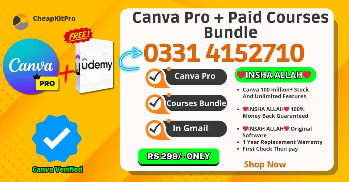 Canva Pro Lifetme Free Bundle Course graphic logo software 03314152710 1