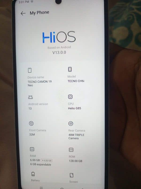 Tecno camon 19 neo 6