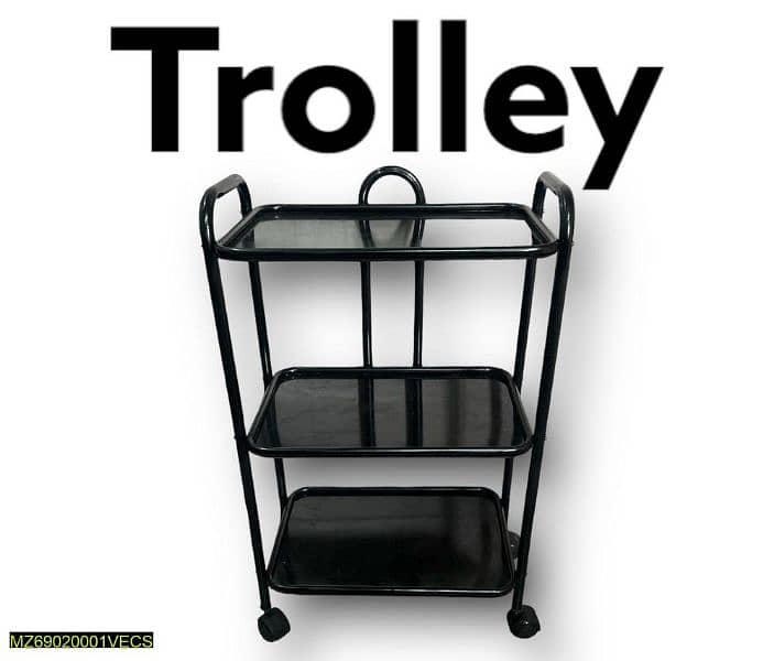 trolley 3 trey with wheels moving trolley side. table 0