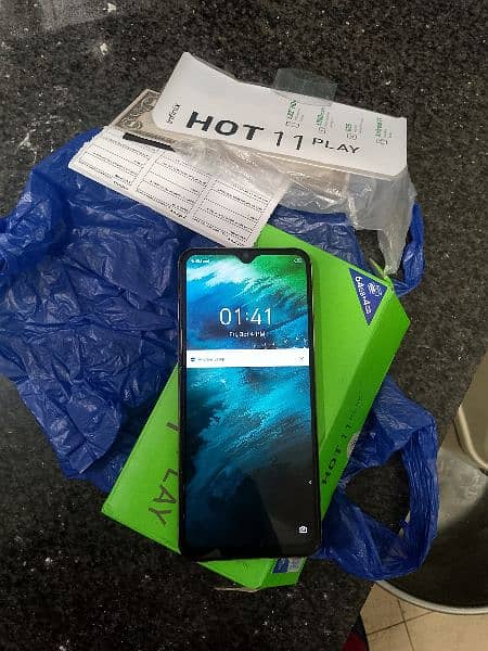 infinix hot 11 play 4 64 with box original sath ha 7