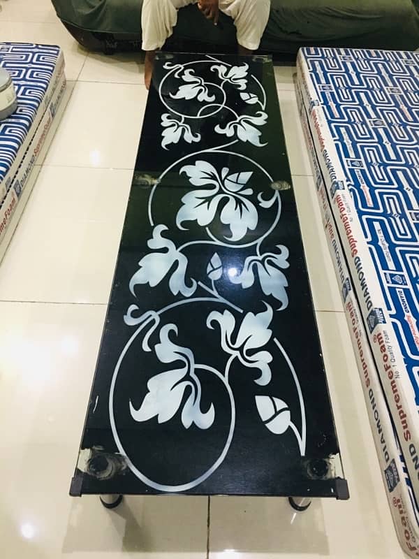 glass printed dining table 0