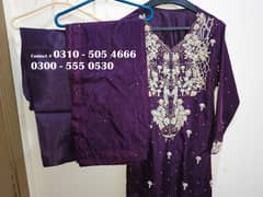 Hand-Embroidered Plum Party Dress - New, Never Worn, Silver/Gold Embr