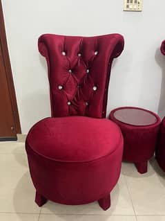 red colour chairs