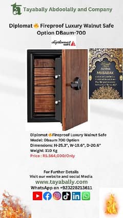 Diplomat Fireproof Luxury Walnut Safe