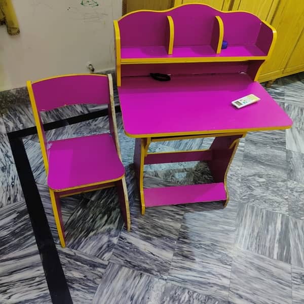 wooden baby cot with swing and a study table 7