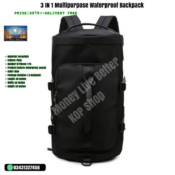 3 IN 1 Multipurpose Waterproof Backpack 1