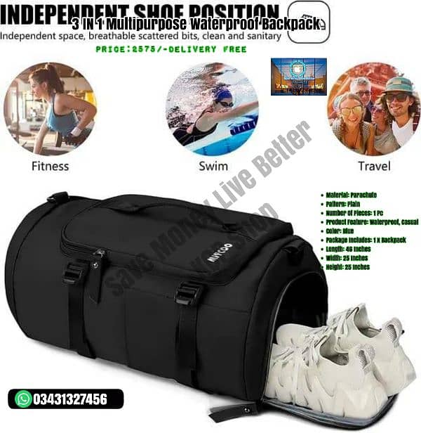 3 IN 1 Multipurpose Waterproof Backpack 3