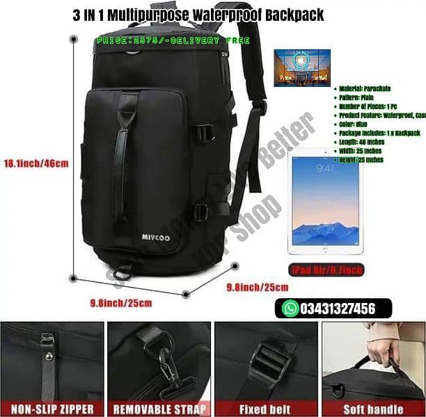 3 IN 1 Multipurpose Waterproof Backpack 4