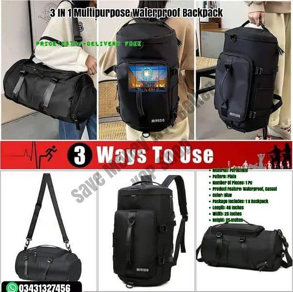 3 IN 1 Multipurpose Waterproof Backpack 5