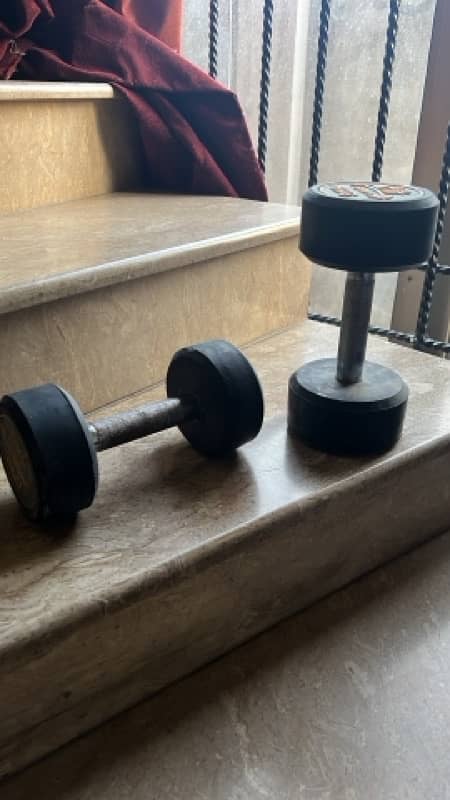 8kg and 5kg Rubber Coated Dumbells pair imported 1