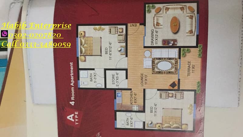 2 bed DD, 4 Rooms, Store,   with Roof, Com09, Saima Arabian Apartment 1