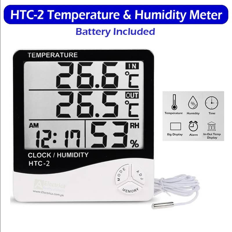 HTC2 Digital Hygro thermometer Indoor/Outdoor | HTC2 In Pakistan 0