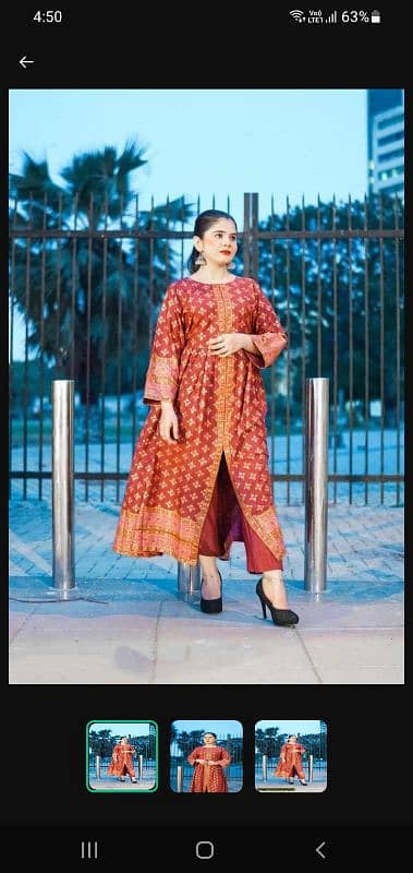 3 pcs woman's stitched organza embroidered suit 4