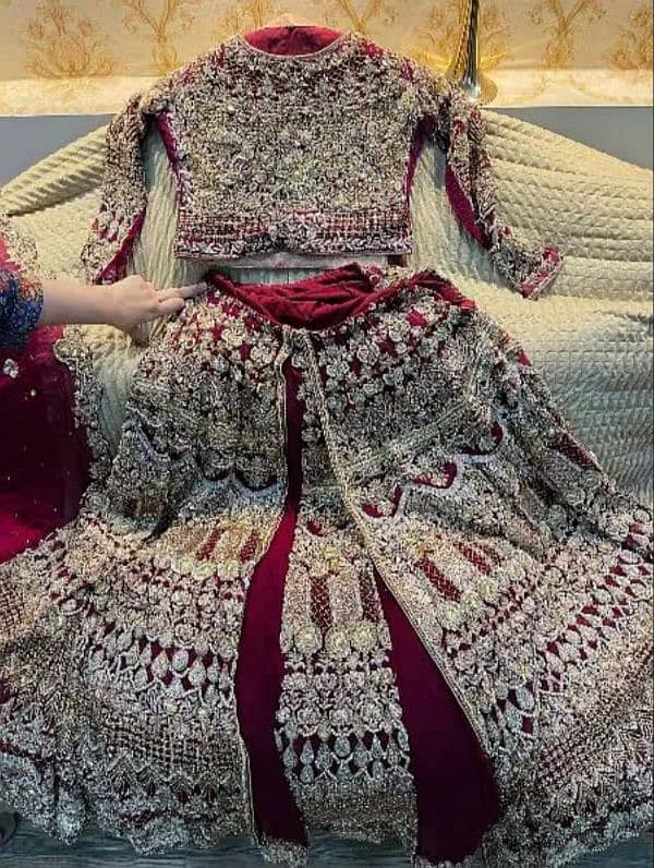 Barat lehenga/bridal dress/maroon wedding lehenga 7