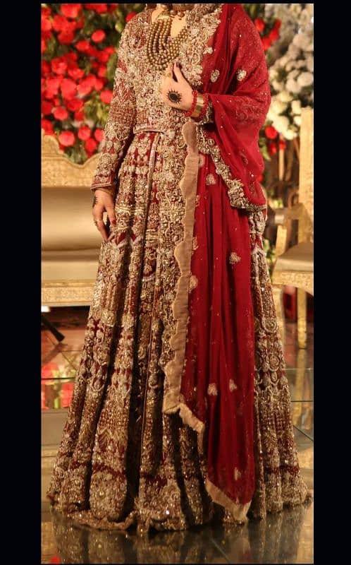 Barat lehenga/bridal dress/maroon wedding lehenga 9