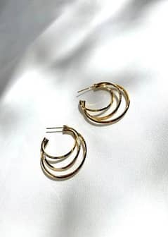 Modern Design gold plated hoops