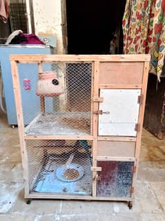 Double portion wood cage for sale