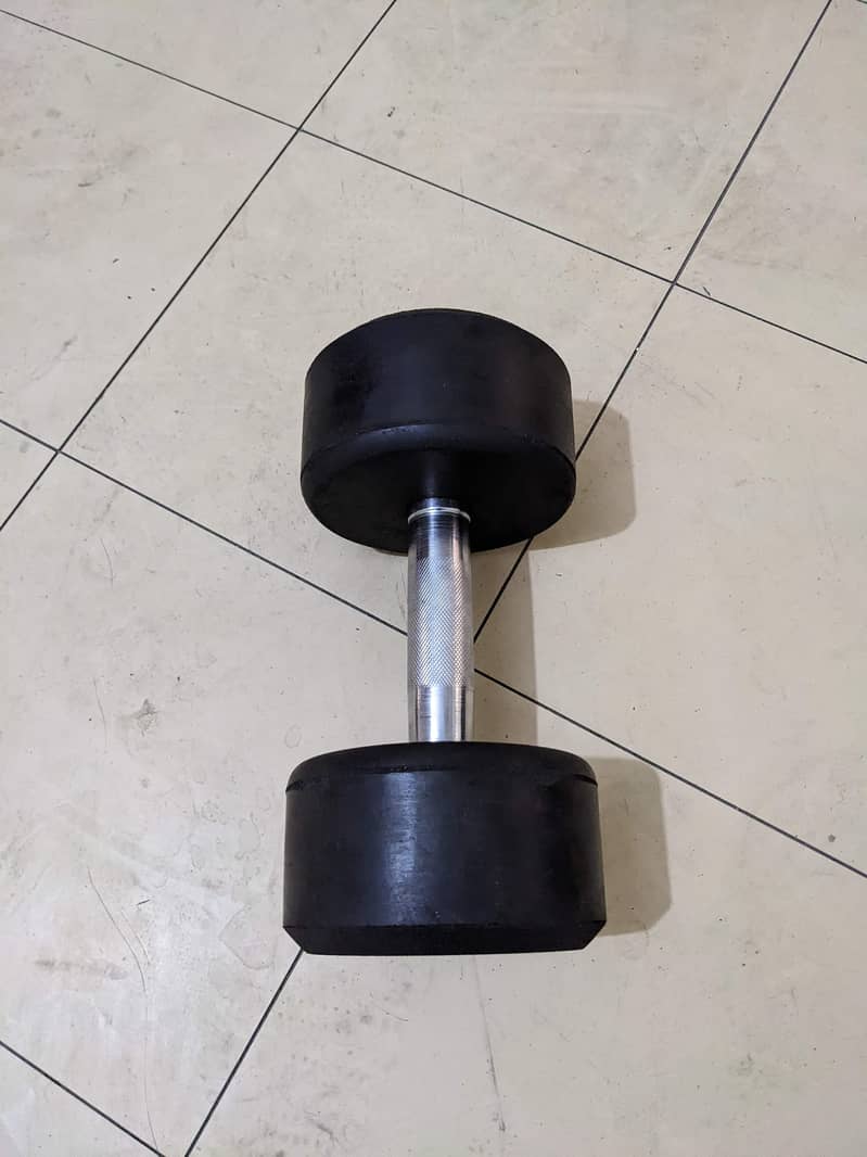 Rubber Coated Dumbbells weight plates barbell bar iron rod bench press 3