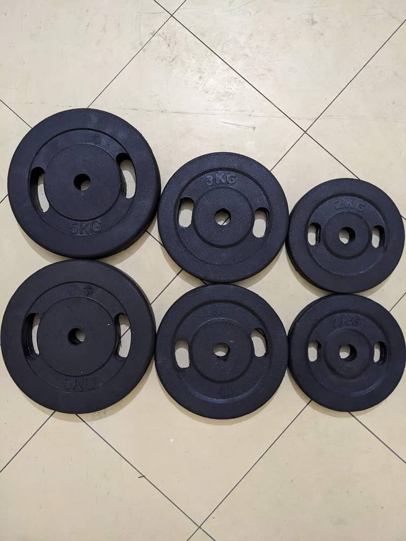 Rubber Coated Dumbbells weight plates barbell bar iron rod bench press 4