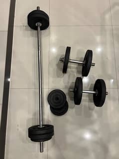 Dumbbell and barbell set