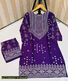 chunri style printed linen stitched suit