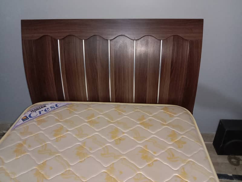 Wooden Single Bed With Spring Mattress In Good Condition 2