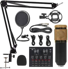 Bm 800 Condenser Microphone With V8 Sound Card & Microphone stand