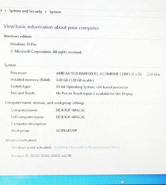 Hp 9th Generation AMD A4 128GB m2 SSD NEw Conditions RAM 4GB DDR4 // 19