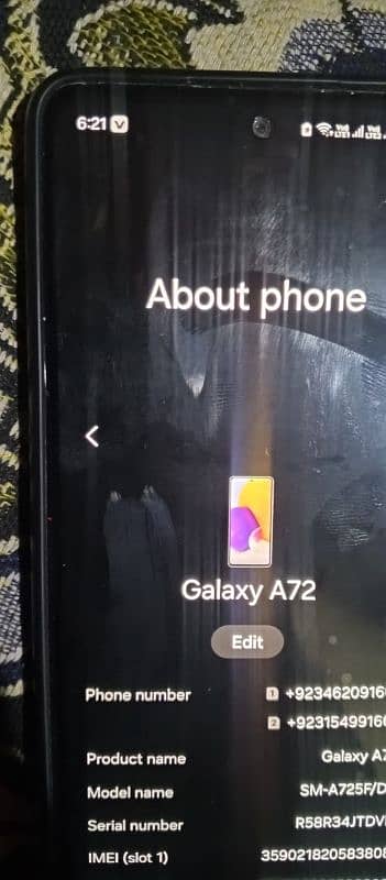 samsung a72 All ok 8 Gb original box charger Sath Hai 10