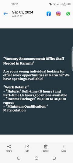 we need m/f staff for our new branch of office