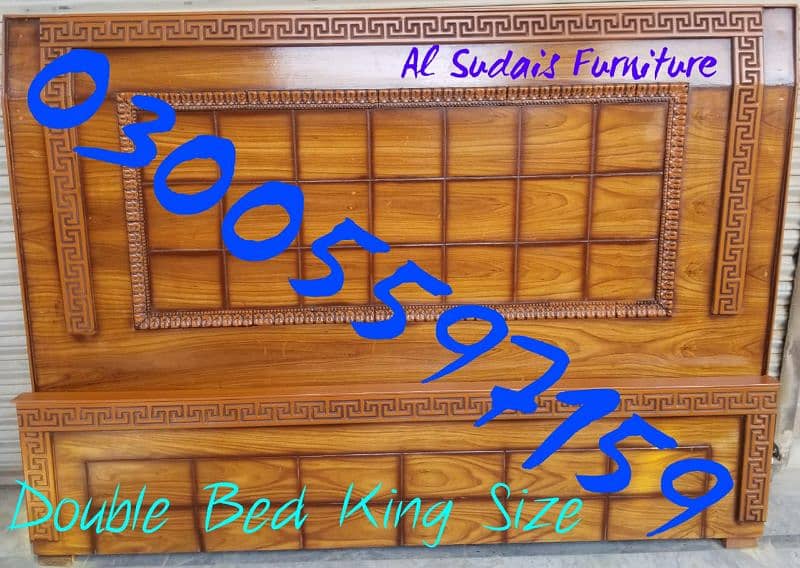 King double bed single wood desgn furniture sofa chair dressing almari 14