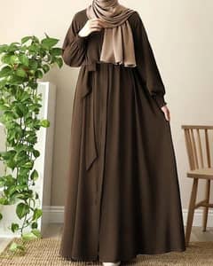 brown abaya with zipper belt and plain black  abaya