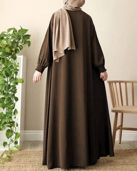 brown abaya with zipper belt and plain black  abaya 3